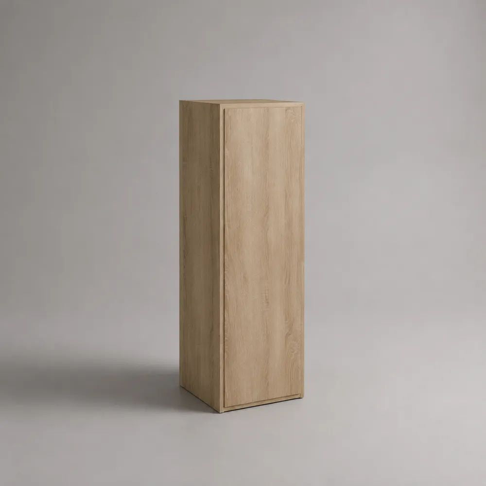 TV-Hochschrank mit 1 Tür aus melaminharzbeschichteter Spanplatte, Eiche Natur, 40 × 35 × 120 cm